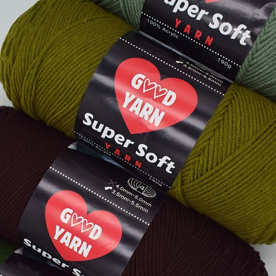 2pc*190g big 100% Acrylic yarn for knitting, crocheting, amigurumi and craft projects, #4-Worsted Yarn