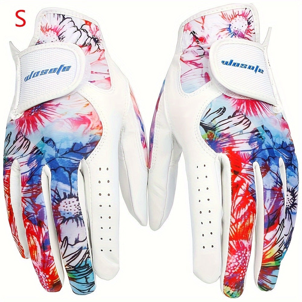 1 Pair Women's Golf Gloves, Soft Sheepskin Material, Stretch Lycra Fabric, Ultra-thin Leather Palm, Wear-resistant, Non-slip, Breathable, Fashionable Sports Gloves, Perfect Golf Outdoor Accessories