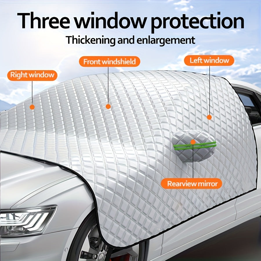 Automobile Sunshade with Winter Protection / Car Windshield Snow Cover Protection for Snow, Ice, UV, Frost Wiper & Mirror Protector, Windproof Sunshade Cover for Cars, Compact SUV Sunshade Cover for Cars Windshield