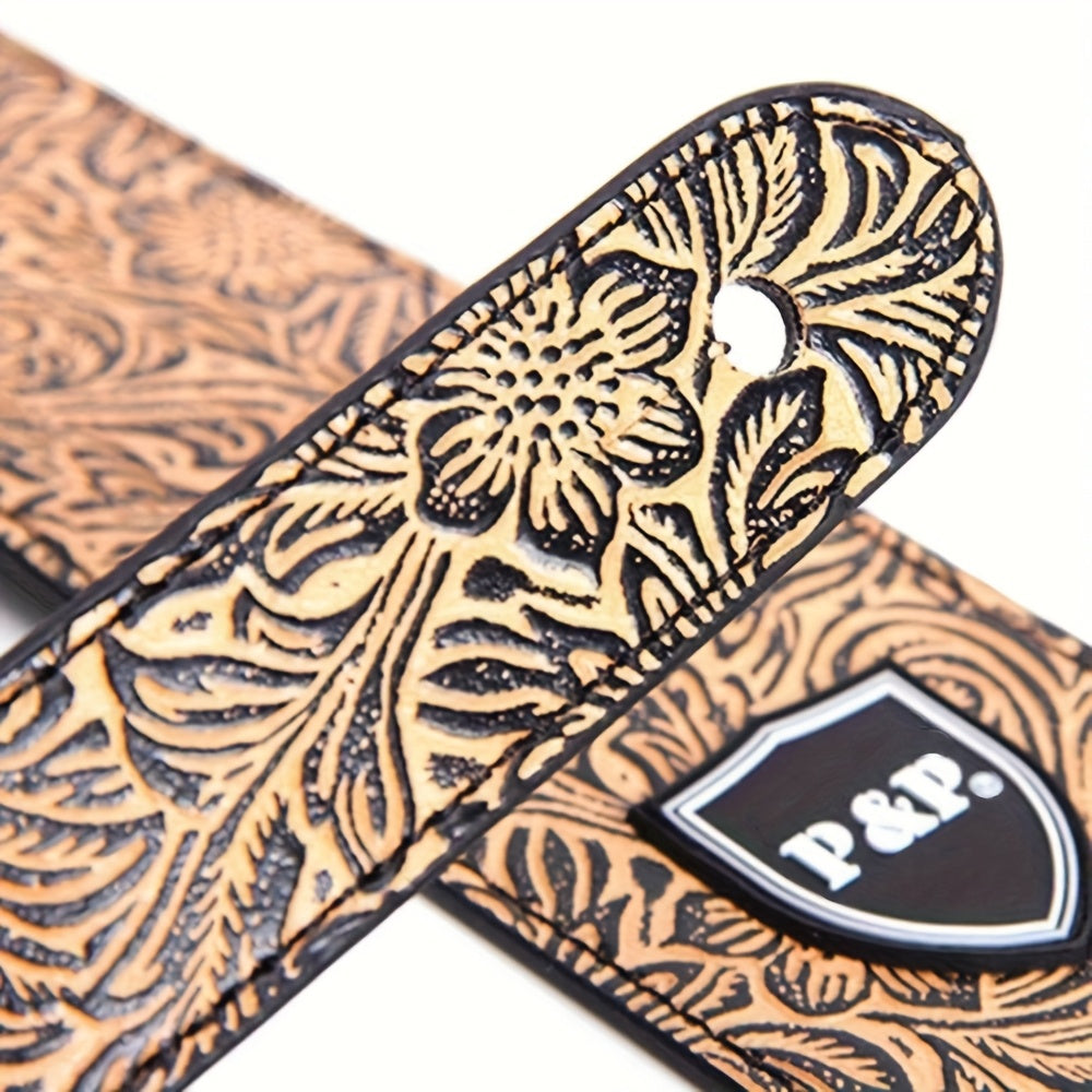 Guitar Straps / 2.5 Inch Guitar Strap Genuine Faux Leather Adjustable Soft Embroidered Belt For Classical Bass Music Hobby Guitar Accessories (Random Pattern)