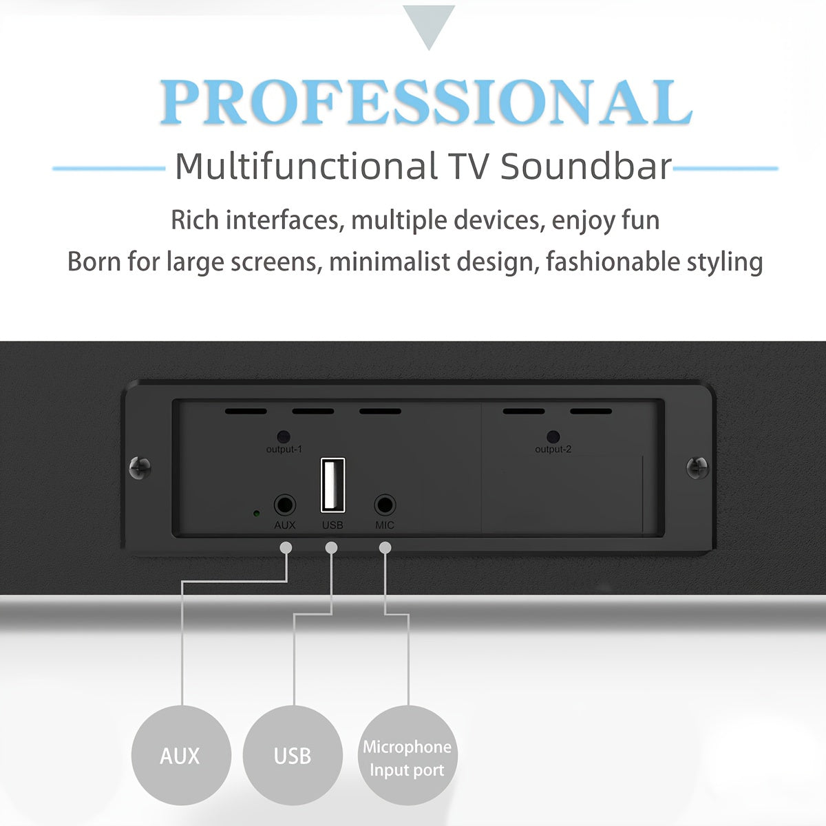 Soundbar / 60W Powerful Soundbar System with Subwoofer - 5.0, Home Theater Speaker with Deep Bass, HDTV-like Audio, USB/AUX//Mic Inputs, Compatible with Smart TV, PC, Gaming, Projector - Easy Setup & Remote Control Included