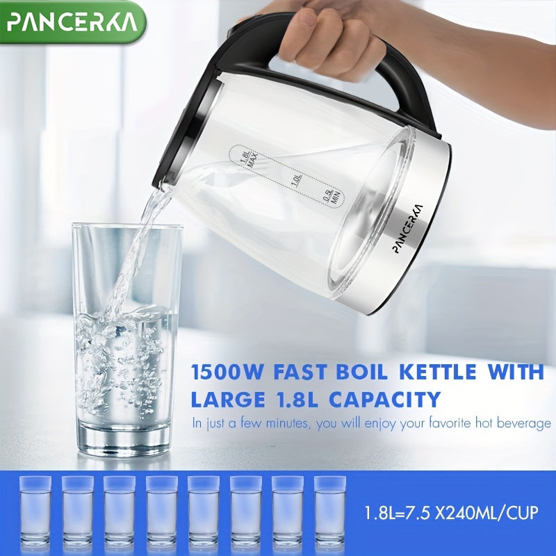 PANCERKA Electric Kettle, 1000W, Easy Cleaning Electric Tea Kettle, Boil-Dry Protection, Stainless Steel Filter, BPA Free, Auto Shut Off Hot Water Boiler, Water Heater Kettle For Coffee & Tea Maker - Black