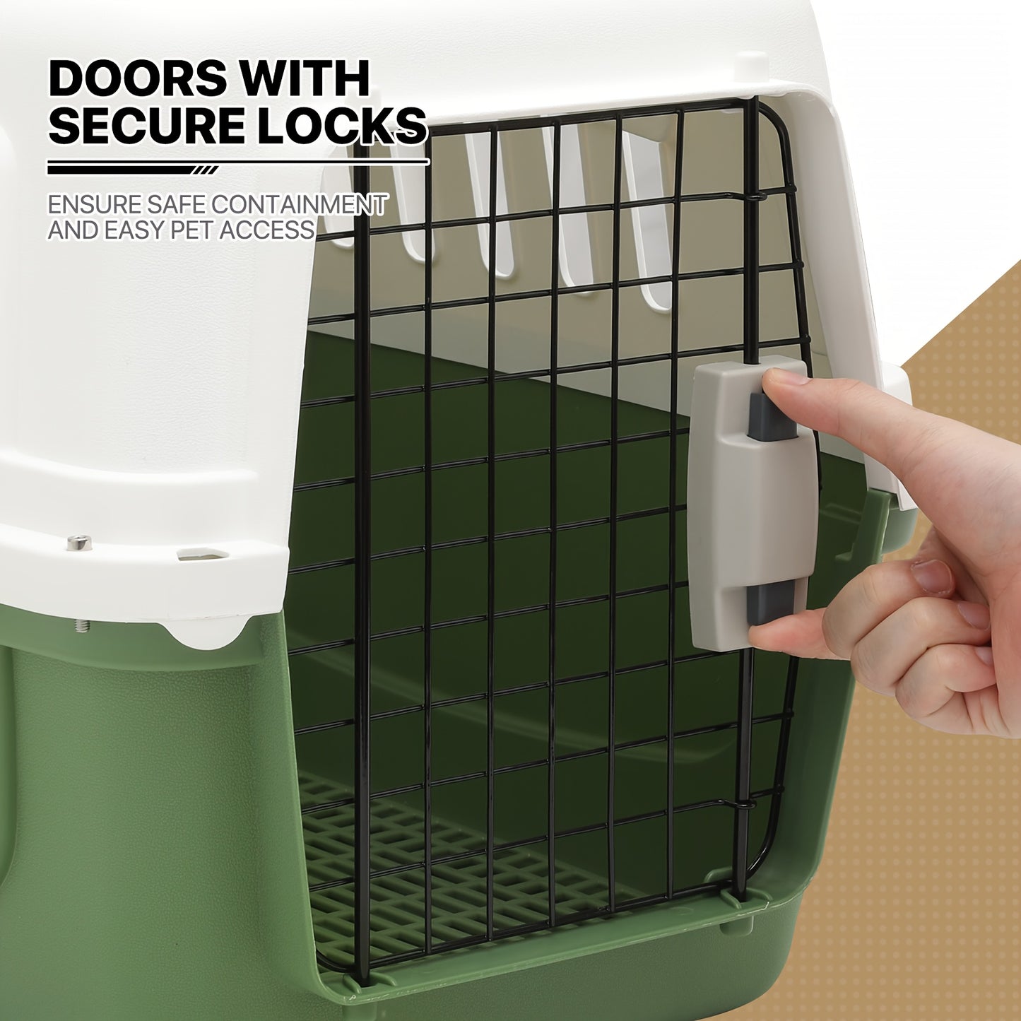 Pet Carrier / MoNiBloom 22-Inch Dog Crate Plastic 2-Door Top Loading Cat Carrier, Hard-Sided Dog Travel Carrier for Small Dogs and Cats, Ventilation and Security Lock Design for Pets up to 22 lbs