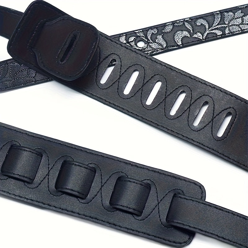 Guitar Straps / 2.5 Inch Guitar Strap Genuine Faux Leather Adjustable Soft Embroidered Belt For Classical Bass Music Hobby Guitar Accessories (Random Pattern)