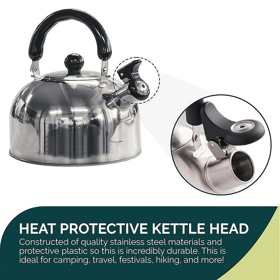 1pc Portable Stainless Steel Water Kettle with Whistling Sound and Safe Folding Handle - Perfect for Camping, Travel, and Summer Drinks