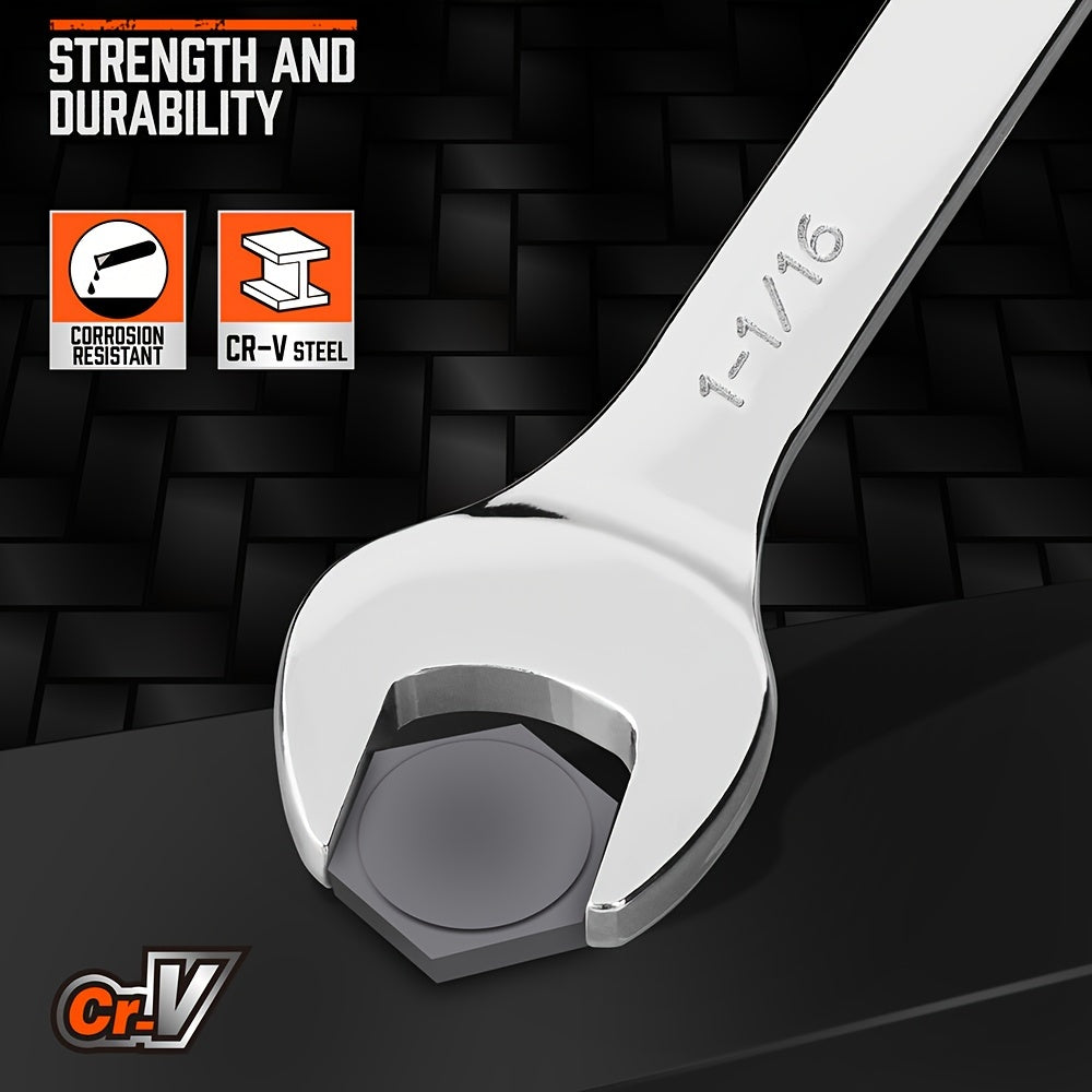 HORUSDY Large Wrench Set With Rolling Pouch 6-Piece SAE Metric 12 Point Chrome Vanadium Steel