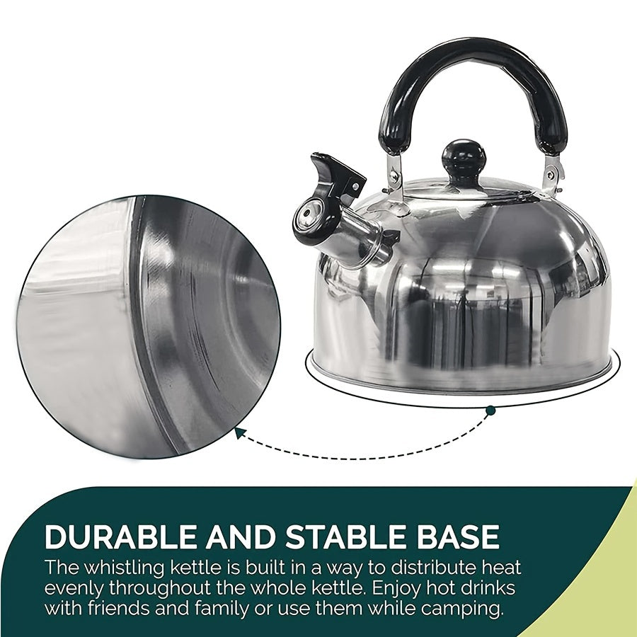 1pc Portable Stainless Steel Water Kettle with Whistling Sound and Safe Folding Handle - Perfect for Camping, Travel, and Summer Drinks