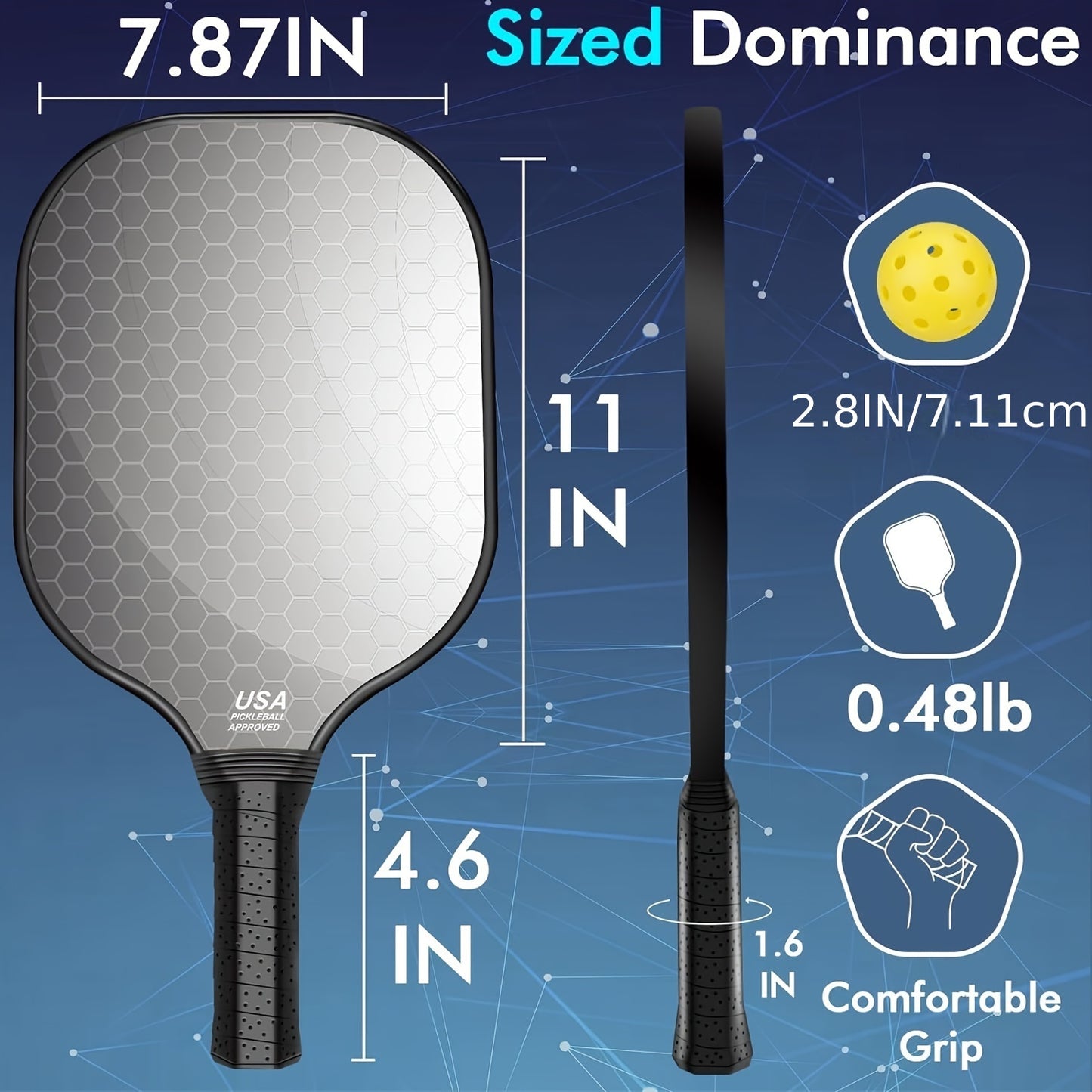 Pickleball Paddles Set of 2 99.9% T300 Carbon Fiber USAPA Approved Pickle Ball Paddle Indoor Outdoor Rackets Pickleballs Racquet Gifts