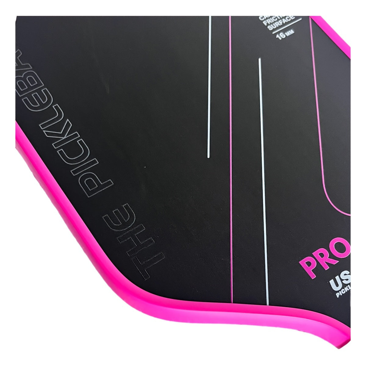 Pickleball, 1pc T700 Carbon Fiber Pickleball Paddle - Pink, Cold Pressed with Cloth Pattern Finish, 16mm Profile, Textured Surface for Powerful Spin and Balance