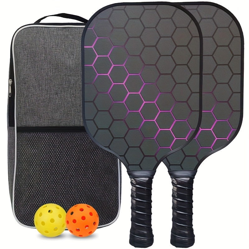 1 Set Glass Fiber Pickleball Paddle with Balls - Thermally Pressed, Durable Outdoor Sports Equipment for Training and Competition
