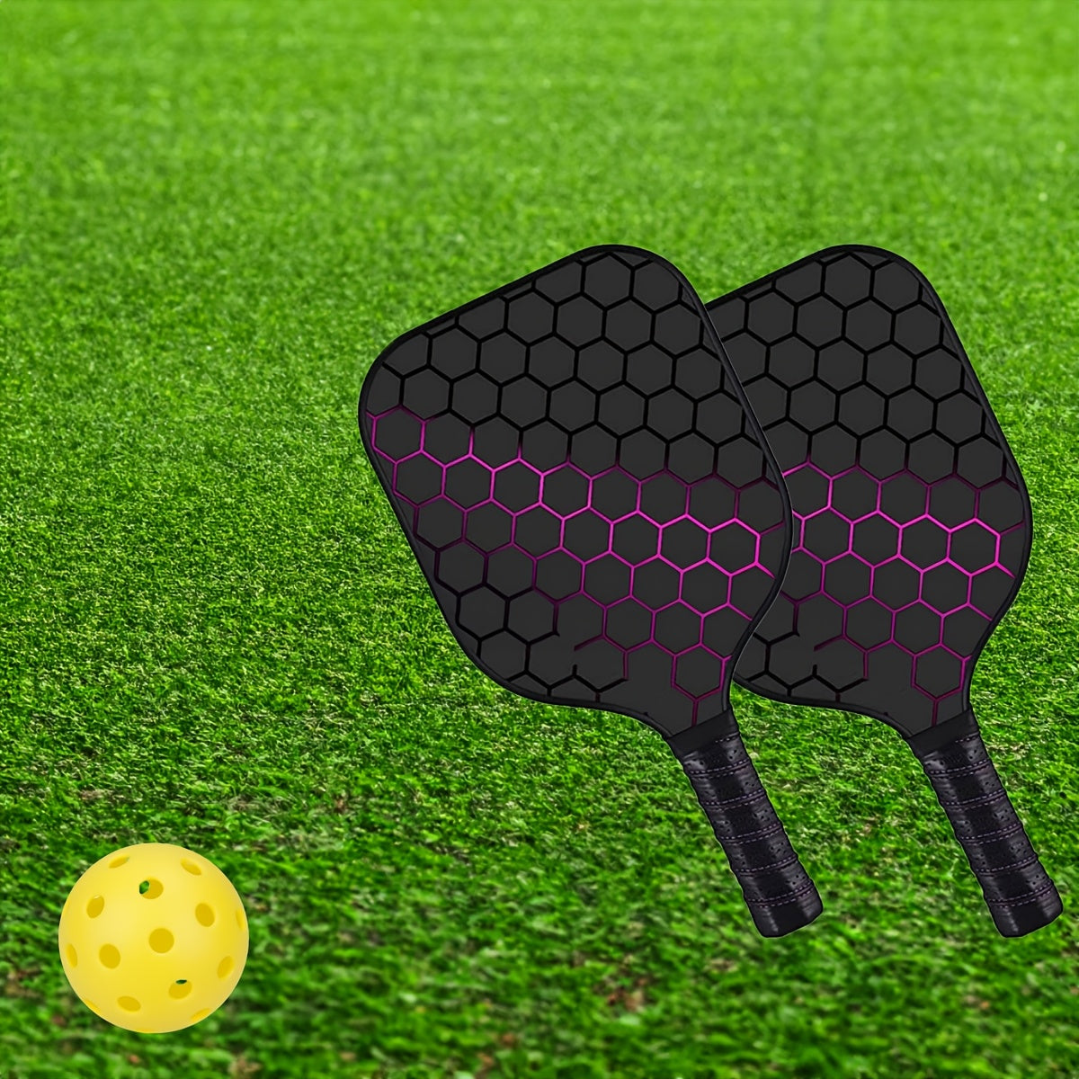 1 Set Glass Fiber Pickleball Paddle with Balls - Thermally Pressed, Durable Outdoor Sports Equipment for Training and Competition