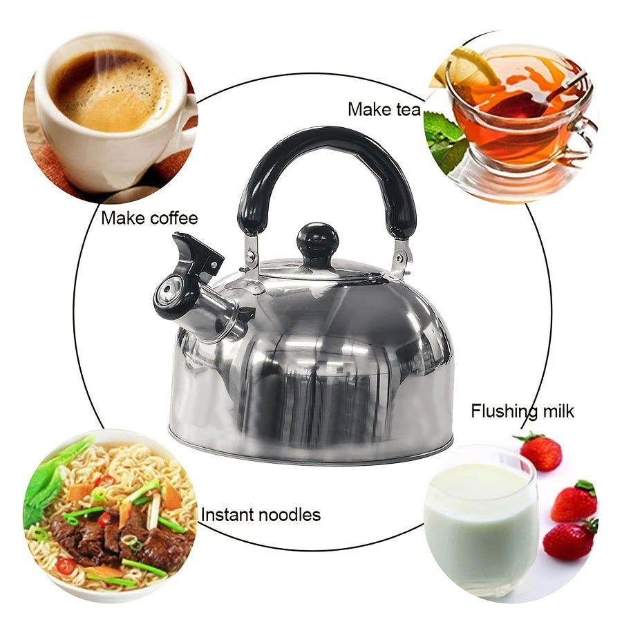 1pc Portable Stainless Steel Water Kettle with Whistling Sound and Safe Folding Handle - Perfect for Camping, Travel, and Summer Drinks