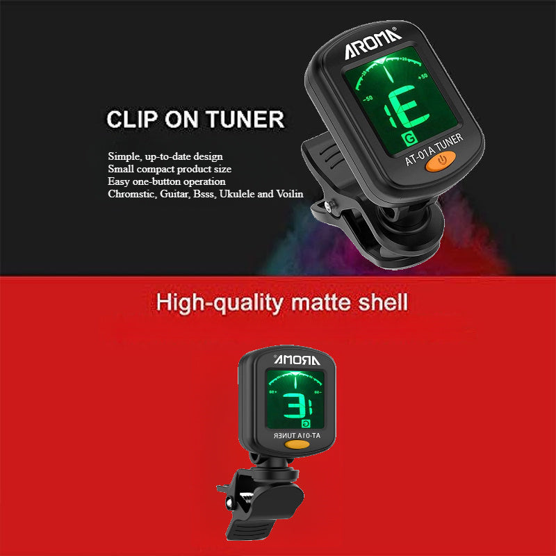 Guitar Tuner / 1-Pack Guitar Tuner, Clip on Tuner for Guitar/ Bass/ Violin/ Ukulele, Auto Power Off/ One Button Operation