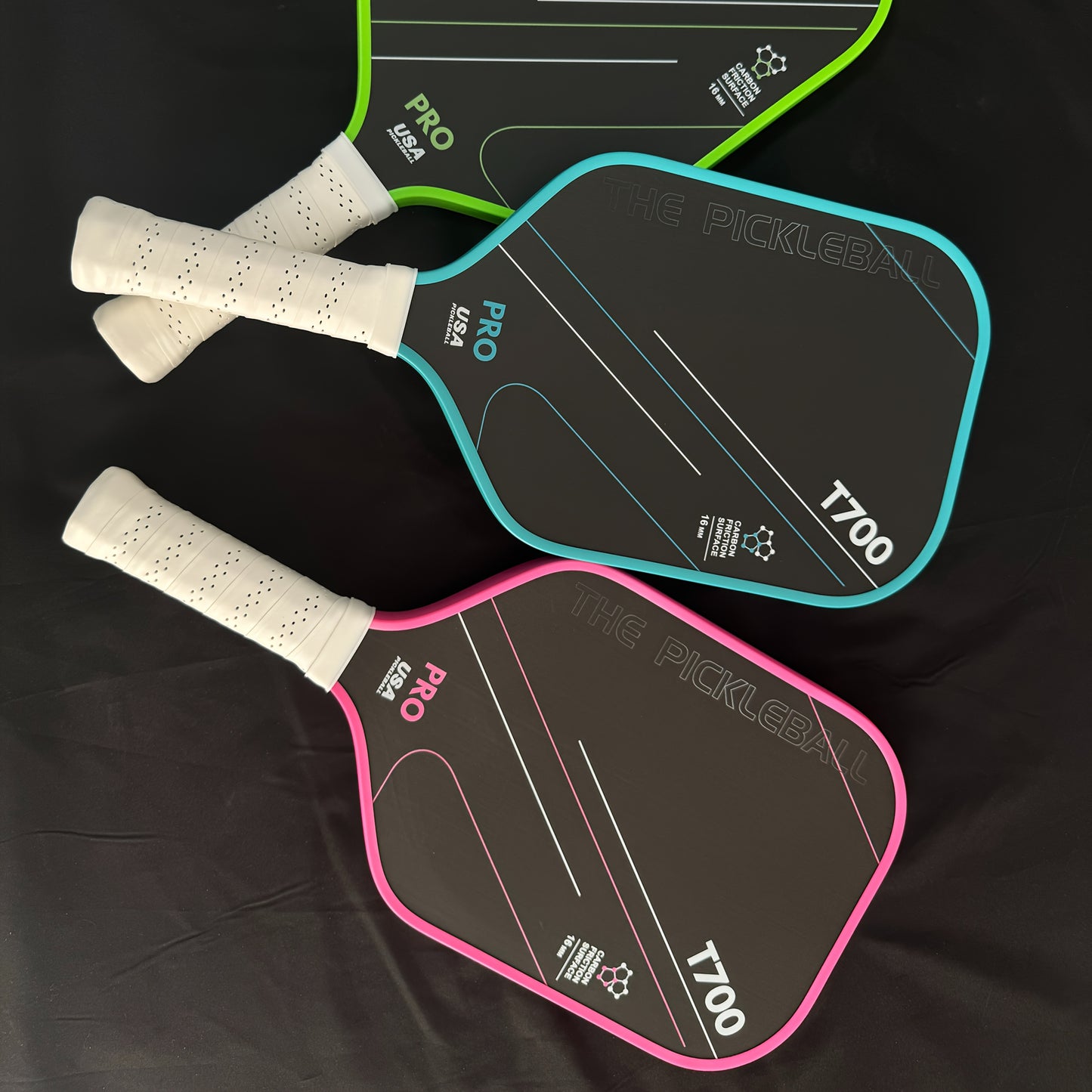 Pickleball, 1pc T700 Carbon Fiber Pickleball Paddle - Pink, Cold Pressed with Cloth Pattern Finish, 16mm Profile, Textured Surface for Powerful Spin and Balance