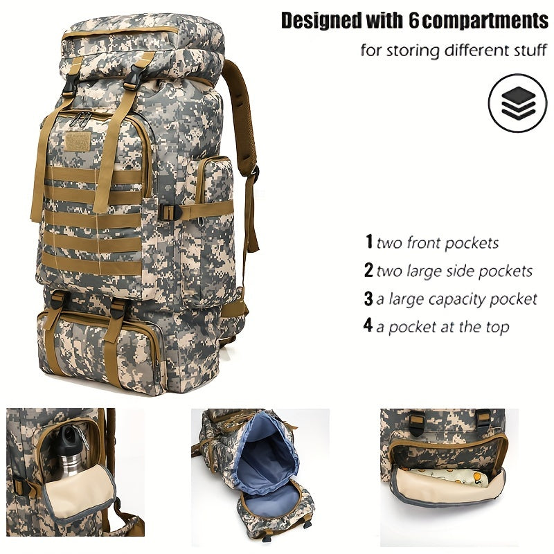 Outdoor Sport Backpack, Large Capacity Outdoor Hikingbag, Camouflage Backpack For Camping Traveling