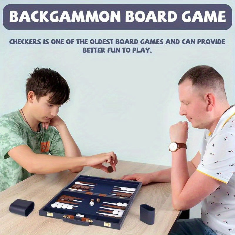 Backgammon / 15-Inch Backgammon Set, Classic Board Game with Premium Folding Backgammon Box; Portable Backgammon Game Set