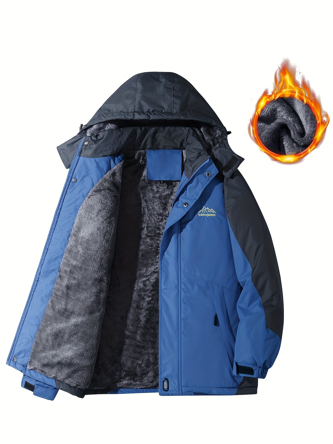 Men's Jacket / Men's Casual Color Block Thick Hooded Jacket, Windproof Single-Layer Fleece Jacket for Fall Winter Jacket Gifts