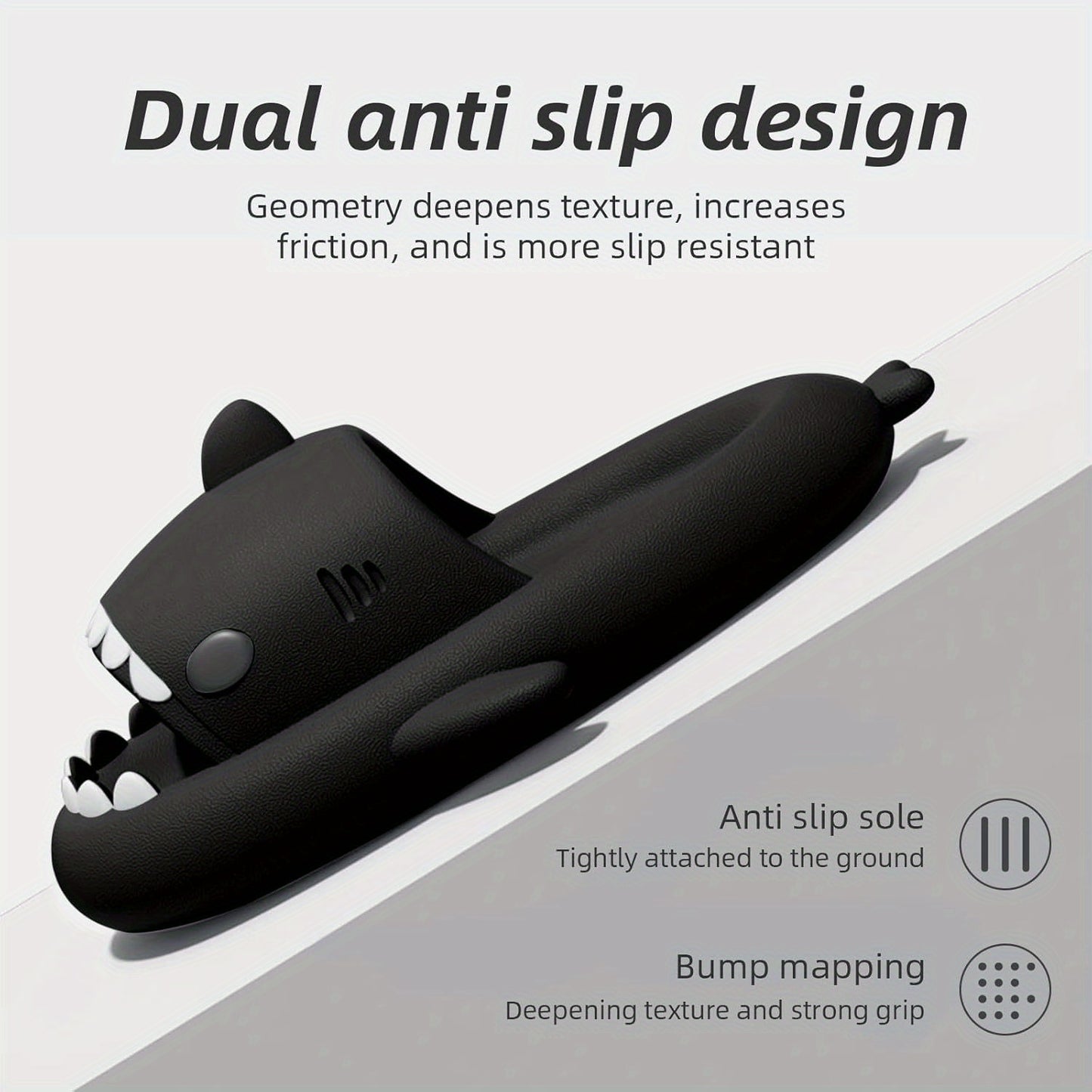 Shark Cloud Slippers - Cute Black Shark Design Slides for Women & Men, Non-Slip Summer Beach Sandals with Open Toe, Soft EVA Insole & Cushioned Sole, Perfect for Pool, Vacation, or Casual Wear, Poolside Footwear, Playful Slip