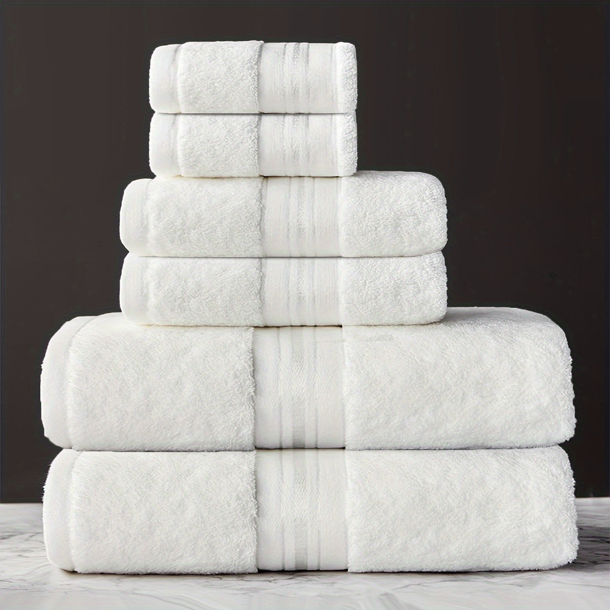 6-pce Bath Towel Set, Pure Cotton Bath Towels and Towels, 2 Bath Towels+2 Hand towels+2 Washcloths, Soft Shower Moisture Absorbing Cotton Bath Towel Set, Bathroom Towel Set, Bathroom Supplies, Household items