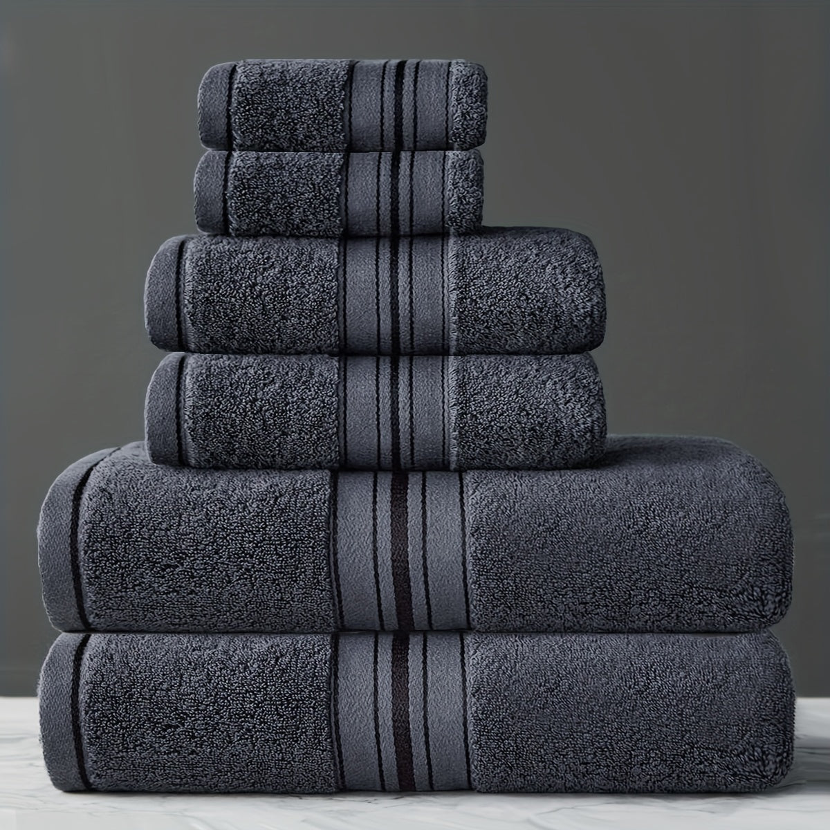 6-pce Bath Towel Set, Pure Cotton Bath Towels and Towels, 2 Bath Towels+2 Hand towels+2 Washcloths, Soft Shower Moisture Absorbing Cotton Bath Towel Set, Bathroom Towel Set, Bathroom Supplies, Household items