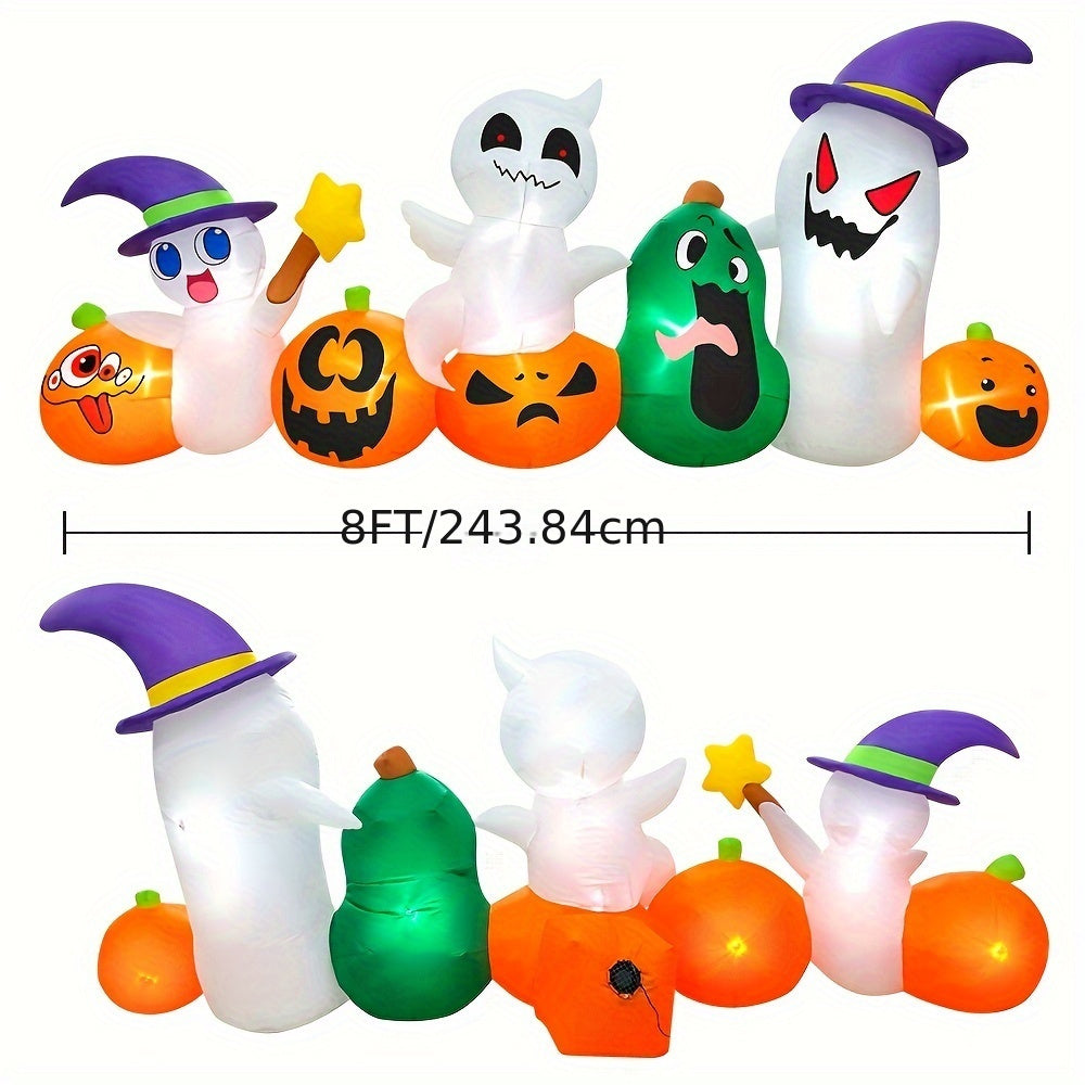 8ft Halloween Inflatables Ghosts Pumpkins Witch Hat Gnome Combo Decoration with LED Light Halloween Inflatables Outdoor Decorations Blow Up Inflatables for Halloween Holiday Party Yard Garden Decor