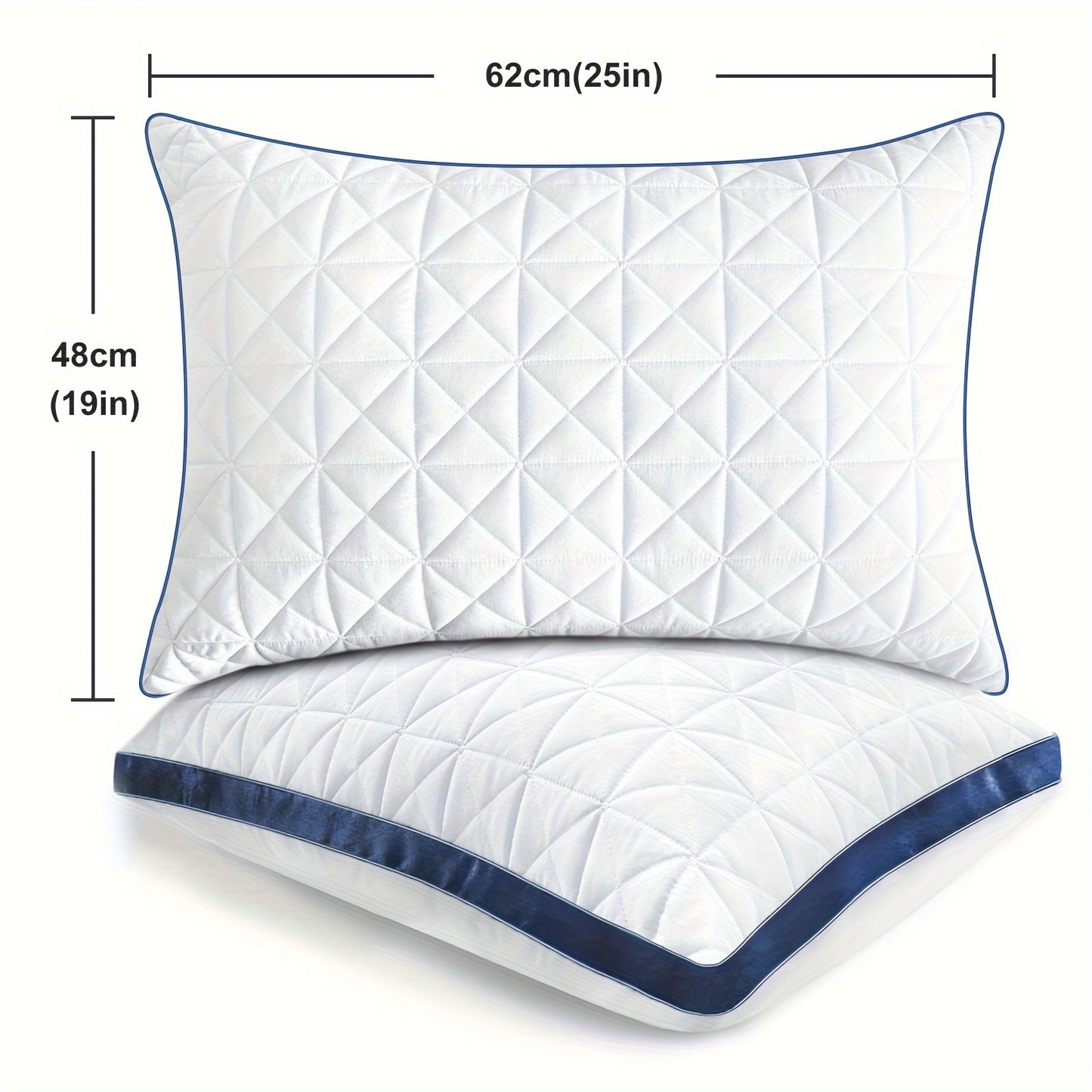 2pcs Bed Pillows, Cooling Luxury Hotel Quality With Breathable Down Alternative Filling With Gusset, Supportive For Back, Stomach, Or Side Sleepers, OEKO-TEX Certified For Bedroom Guest Room