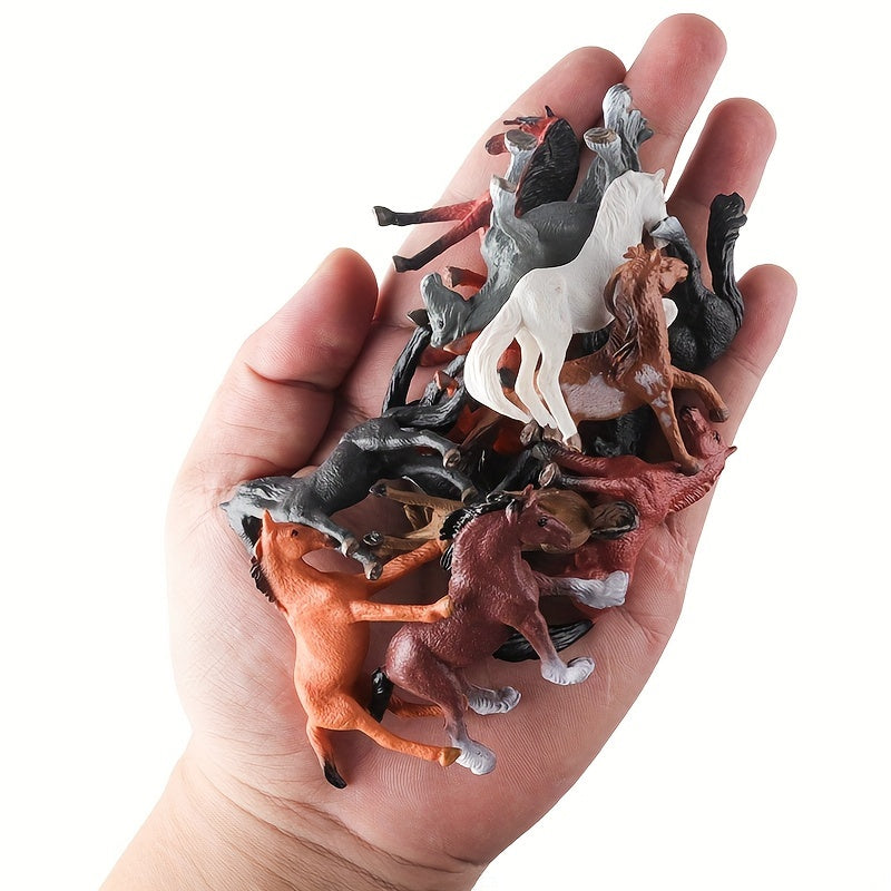 Toys / 12pcs Wild Horse Figure Set - PVC Stallions, Hacking & Millennium Horses for Racetrack and Ranch Scenes, Ideal for Imagination and Display, Perfect Halloween or Christmas Gift - Available in Apricot, Orange-Red, Mixed, Gray,