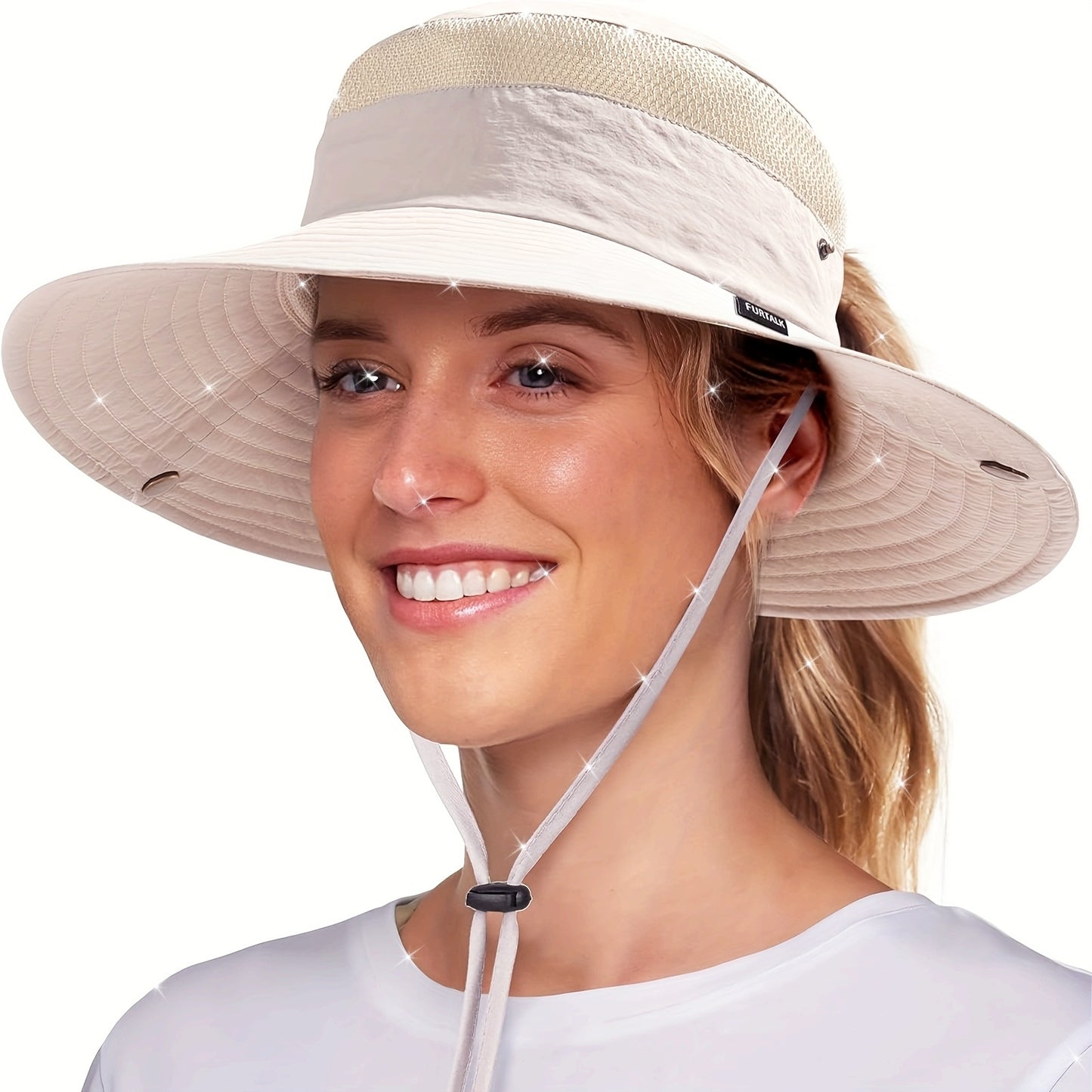CAMPTRACE Women'S Wide Brim Sun Hat with Ponytail Hole - Breathable, Packable Design for Beach, Hiking & Safari, Lightweight Straw Cap, Beach Hat