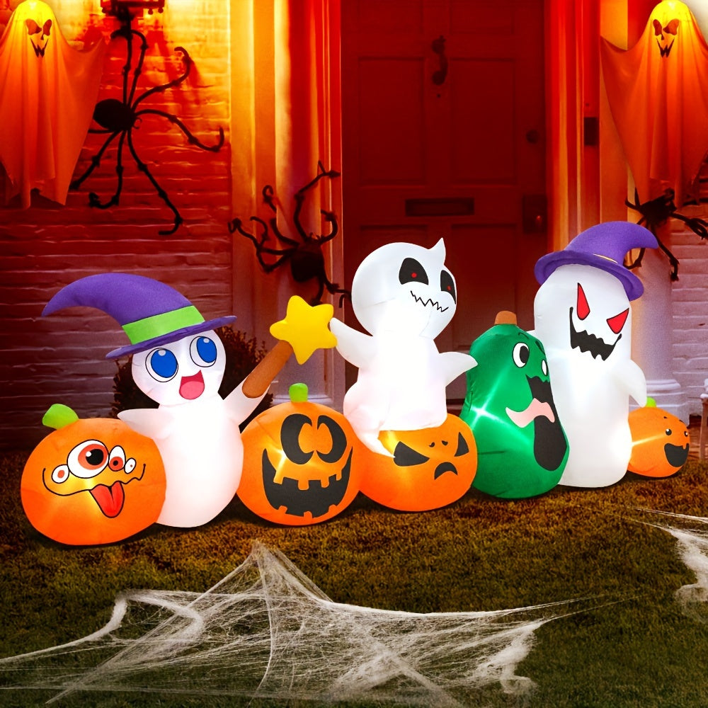 8ft Halloween Inflatables Ghosts Pumpkins Witch Hat Gnome Combo Decoration with LED Light Halloween Inflatables Outdoor Decorations Blow Up Inflatables for Halloween Holiday Party Yard Garden Decor