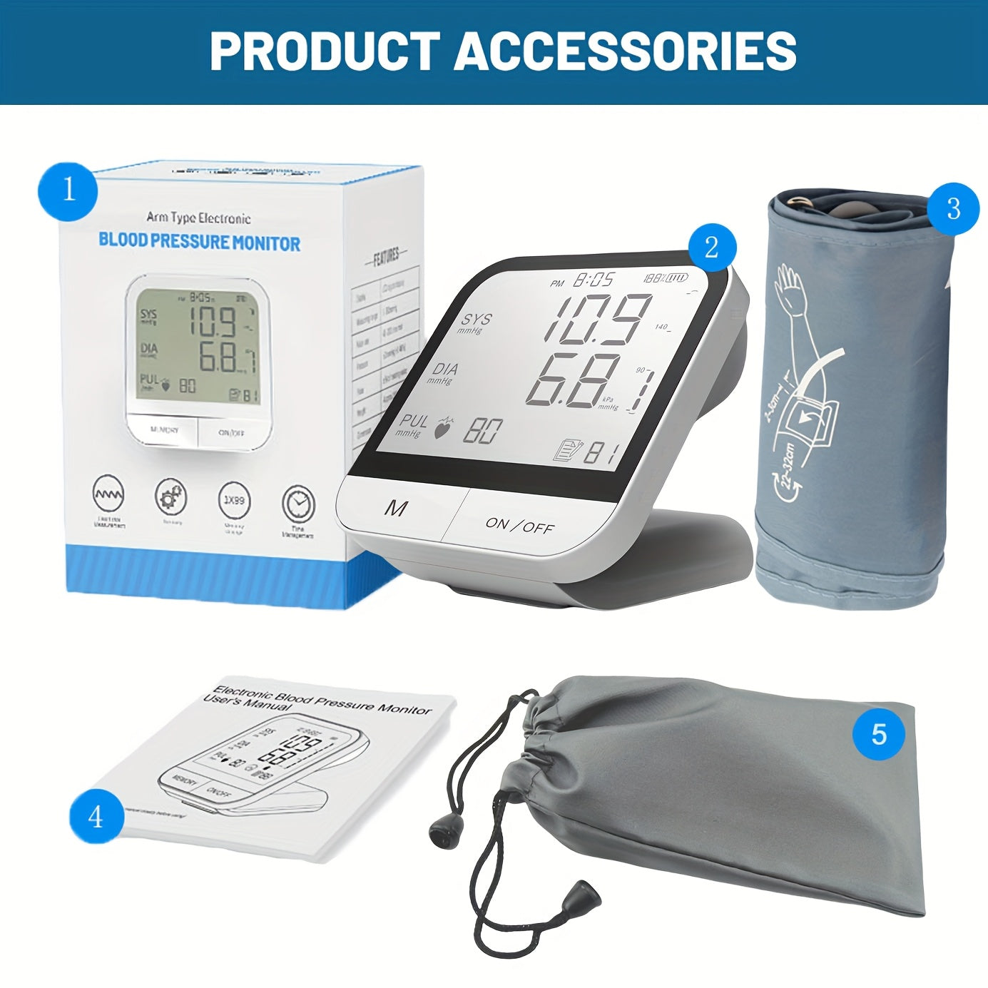 The Upper Arm Health Tracker Features a 4.33-Inch High-Definition Display, Voice Announcements, One-Button Operation, And Dual Detection of Heart Rate And Vital Signs, Making It Suitable for Daily Health Management at Home (B