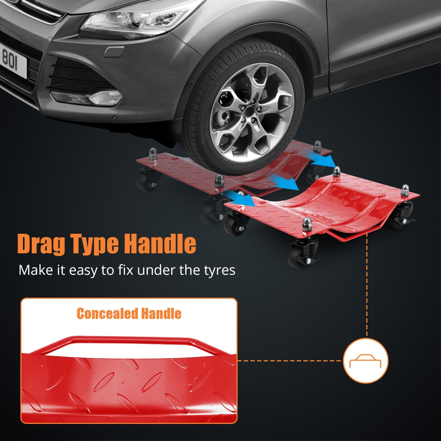 Car Dolly 4 Pack 6000 Lbs Capacity Car Dolly, Heavy Duty Tire Wheel Car Dolly Ball Bearings Skate With 360° Rotational Wheel For Moving Cars, Trucks, Trailers, Motorcycles, Makes Moving A Car Easy