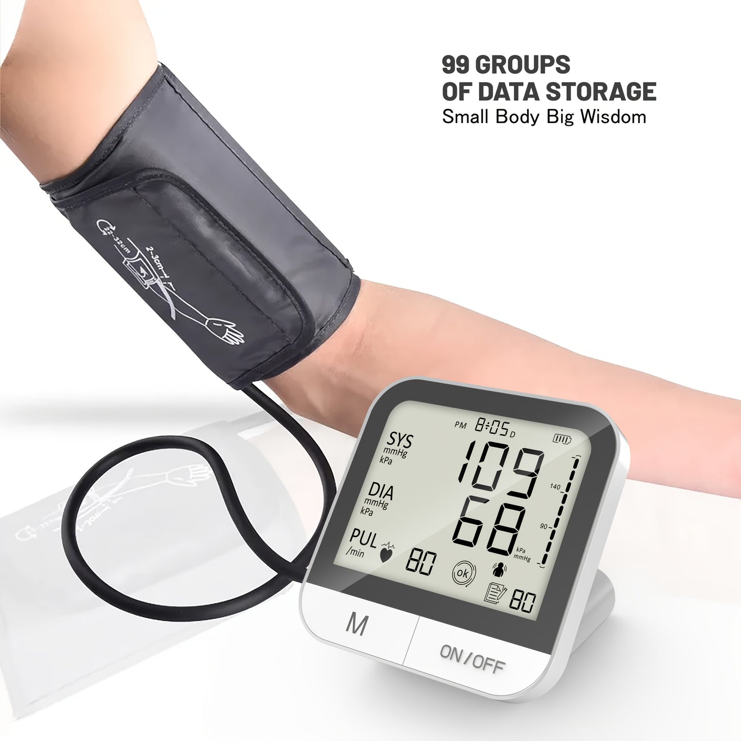 The Upper Arm Health Tracker Features a 4.33-Inch High-Definition Display, Voice Announcements, One-Button Operation, And Dual Detection of Heart Rate And Vital Signs, Making It Suitable for Daily Health Management at Home (B