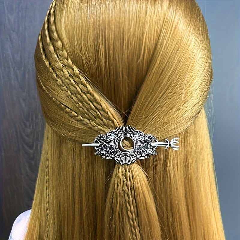 8 PCS Vintage Crescent Cloud Hair Clips Witchy Moon Hair Stick Witches Halloween Hair Clips Pagan Gothic Hair Wiccan Viking Hair Clips Jewelry Holiday Gifts