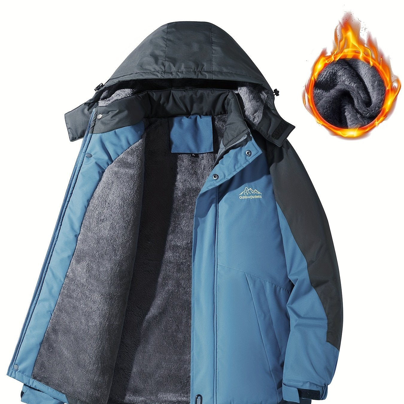 Men's Jacket / Men's Casual Color Block Thick Hooded Jacket, Windproof Single-Layer Fleece Jacket for Fall Winter Jacket Gifts