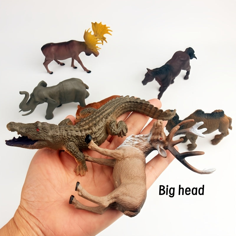 Toys / 8pcs set of large simulation wildlife park cognitive model scene crocodile bullfighting elephant camel bear deer home decoration for Christmas,halloween decorations,fall home decor Collectible Figurines