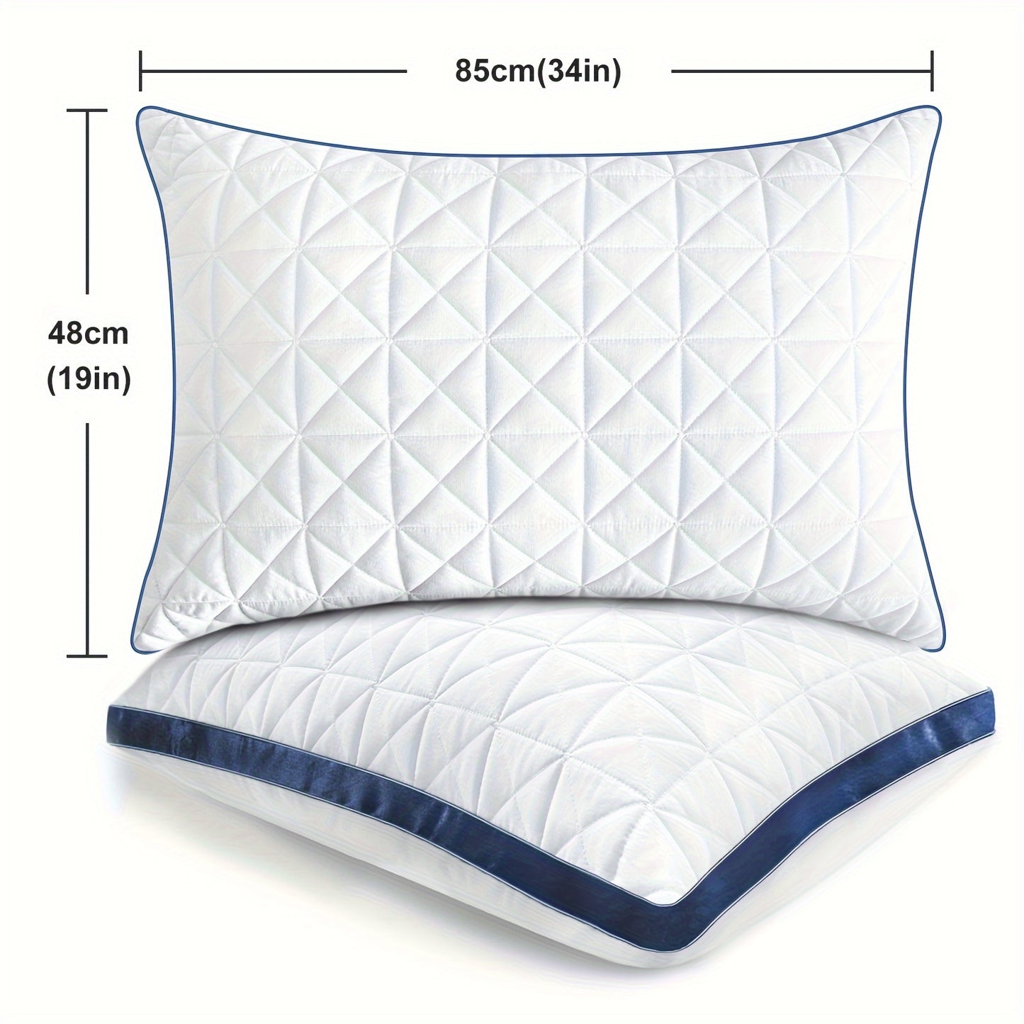 2pcs Bed Pillows, Cooling Luxury Hotel Quality With Breathable Down Alternative Filling With Gusset, Supportive For Back, Stomach, Or Side Sleepers, OEKO-TEX Certified For Bedroom Guest Room