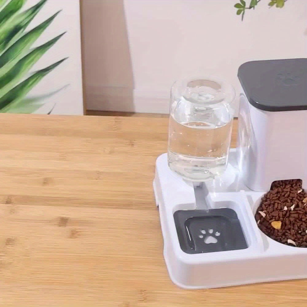 2-in-1 Cat Bowl, Plastic Pet Feeder with Water Dish, Dual-Function Pet Food and Water Bowl, Easy to Clean, Durable, for Cats and Dogs