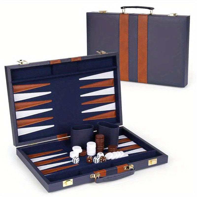 Backgammon / 15-Inch Backgammon Set, Classic Board Game with Premium Folding Backgammon Box; Portable Backgammon Game Set