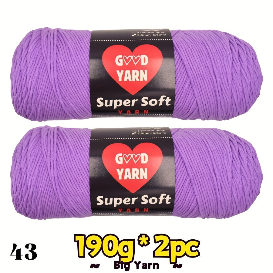 2pc*190g big 100% Acrylic yarn for knitting, crocheting, amigurumi and craft projects, #4-Worsted Yarn