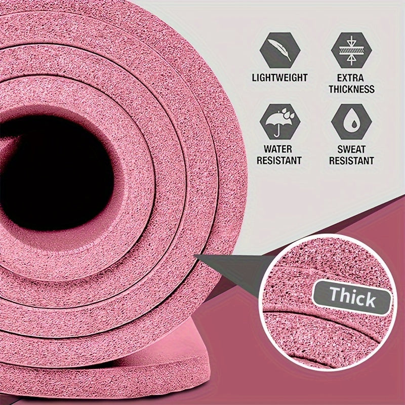 Extra Thick, High-Density Yoga Mat with Shoulder Strap - Tear-Resistant, Non-Slip Rubber for Enhanced Grip & Comfort - Perfect for Fitness, Training & Everyday Exercise, Fitness, Tear-resistant