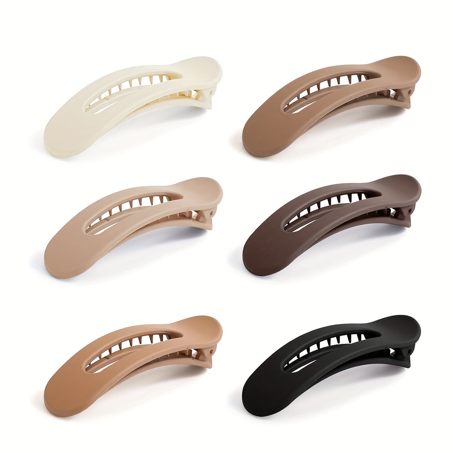 6pcs/Set French Concord Hair Clips Claw - Matte Side Slid Flat Hair Clips - Strong Hold No Slip Grip Hair Claw Clips For Thick Thin Hair (Matte Flat Clips)