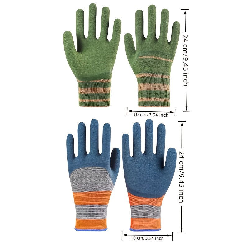 3 Pairs Heavy-Duty Gardening & Industrial Gloves - Puncture-Proof, High Quality, Wear-Resistant, Reinforced Palm & Cuffs, Breathable Mesh Wrist, Washable Rubber Gloves for Rose Gardening, Landscaping, DIY Projects, Landscape