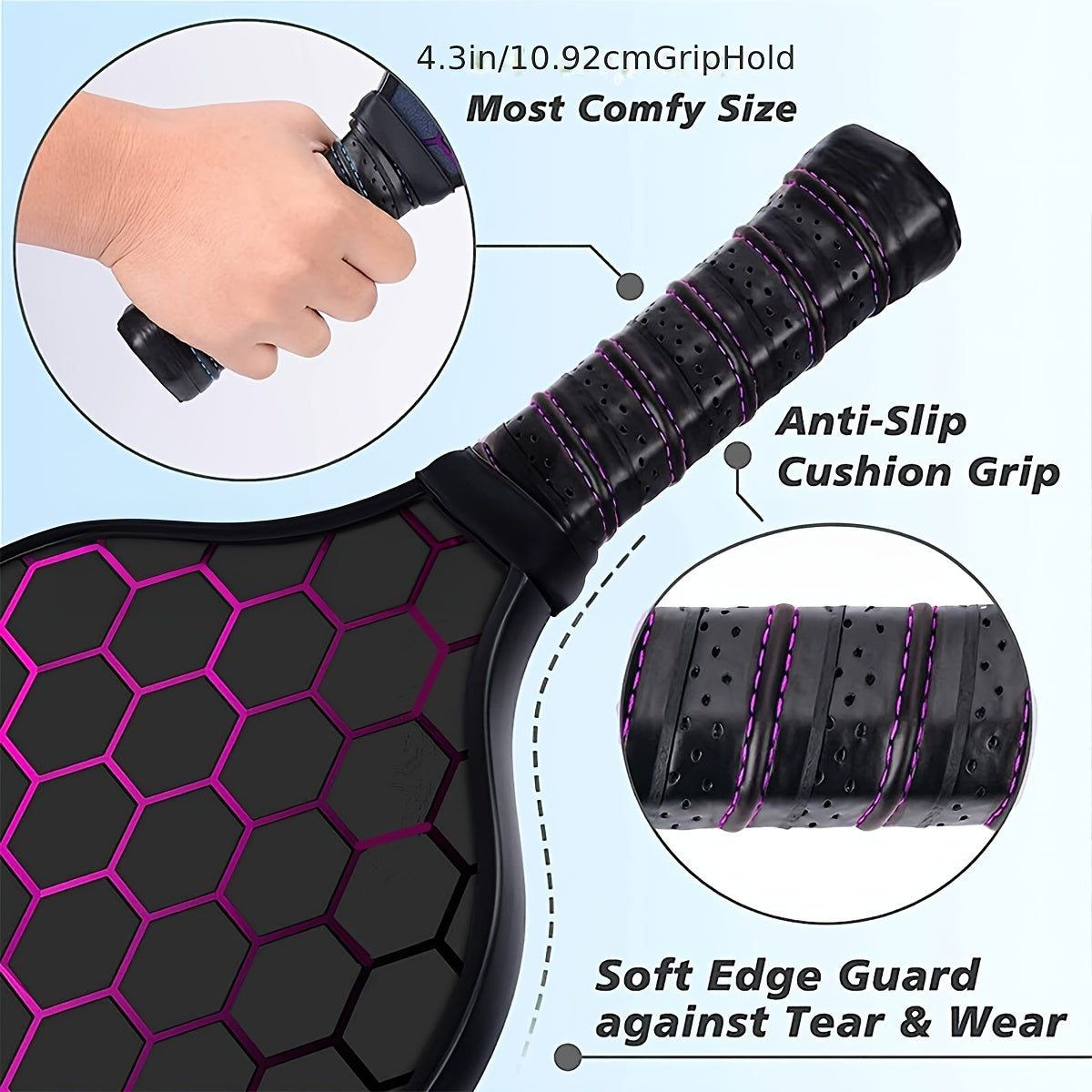 1 Set Glass Fiber Pickleball Paddle with Balls - Thermally Pressed, Durable Outdoor Sports Equipment for Training and Competition