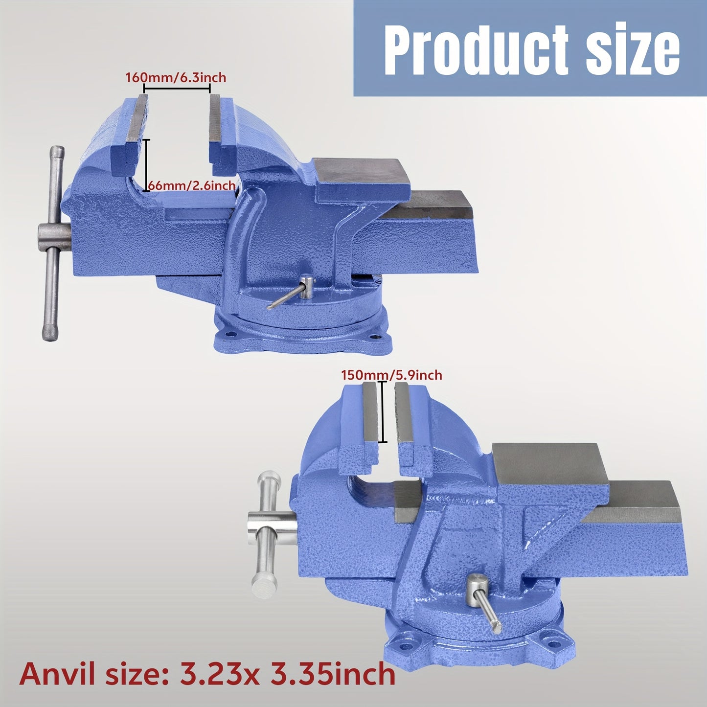 Vise / 6 Inch / 5 Inch Bench Vise with Anvil 360° Swivel Locking Base Tabletop Clamp Heavy Duty Vice Swivel Base Bench for Processing Metals, Woods, Plastics, Etc Manual Or Mechanical Processing Such As Sawing, Filing, Drilling And