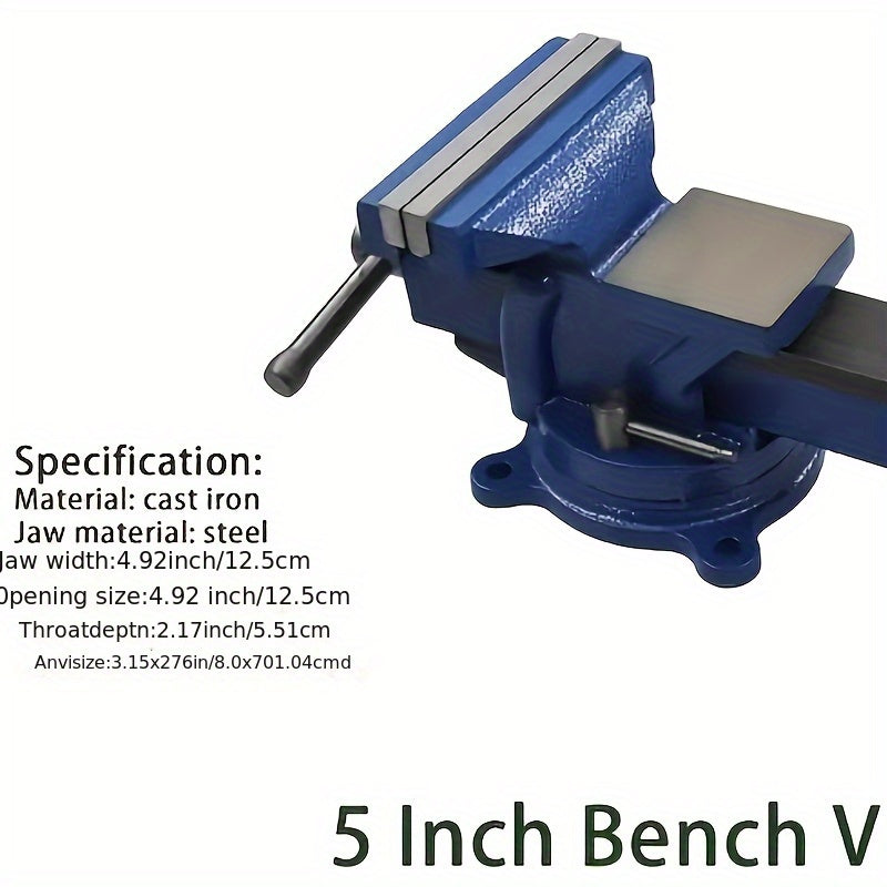 Vise / 6 Inch / 5 Inch Bench Vise with Anvil 360° Swivel Locking Base Tabletop Clamp Heavy Duty Vice Swivel Base Bench for Processing Metals, Woods, Plastics, Etc Manual Or Mechanical Processing Such As Sawing, Filing, Drilling And