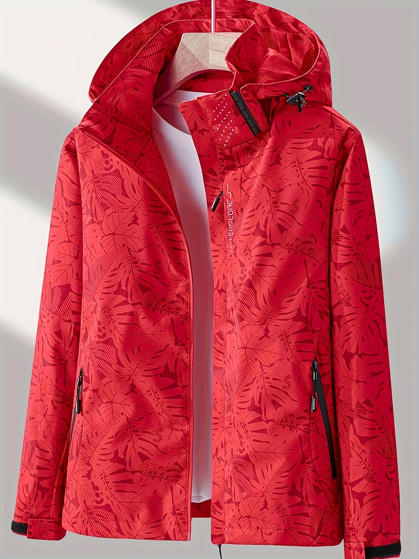 Women'S Windproof Jacket with Full-Zip Front - Lightweight Outdoor Coat, Stand Collar, Non-Stretch Fabric for Hiking, Camping, Travel - Bright Pink Windproof Shell (Spring/Fall/Summer) - Easy-Care Design, Hiking Gear, Camping