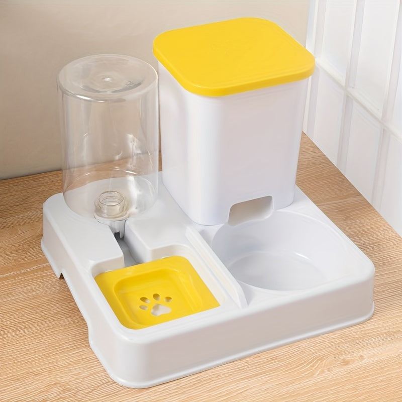2-in-1 Cat Bowl, Plastic Pet Feeder with Water Dish, Dual-Function Pet Food and Water Bowl, Easy to Clean, Durable, for Cats and Dogs