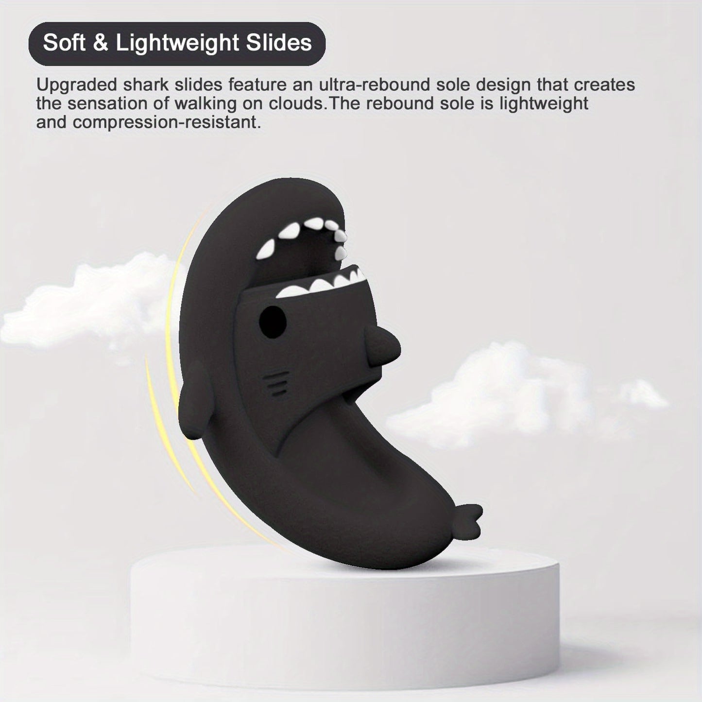 Shark Cloud Slippers - Cute Black Shark Design Slides for Women & Men, Non-Slip Summer Beach Sandals with Open Toe, Soft EVA Insole & Cushioned Sole, Perfect for Pool, Vacation, or Casual Wear, Poolside Footwear, Playful Slip