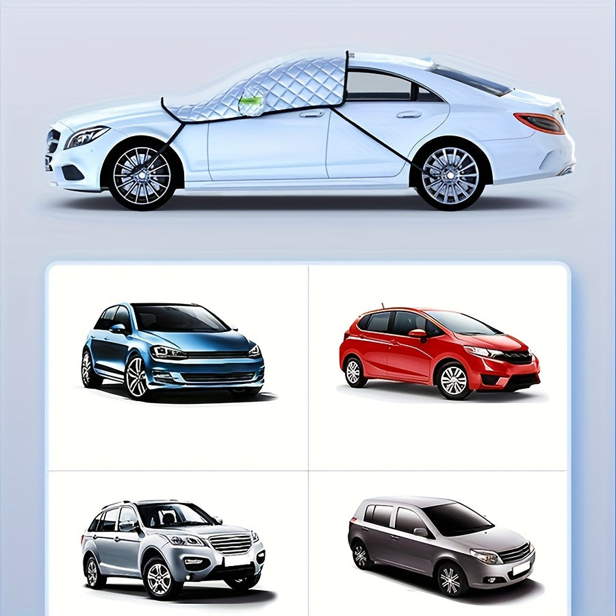 Automobile Sunshade with Winter Protection / Car Windshield Snow Cover Protection for Snow, Ice, UV, Frost Wiper & Mirror Protector, Windproof Sunshade Cover for Cars, Compact SUV Sunshade Cover for Cars Windshield