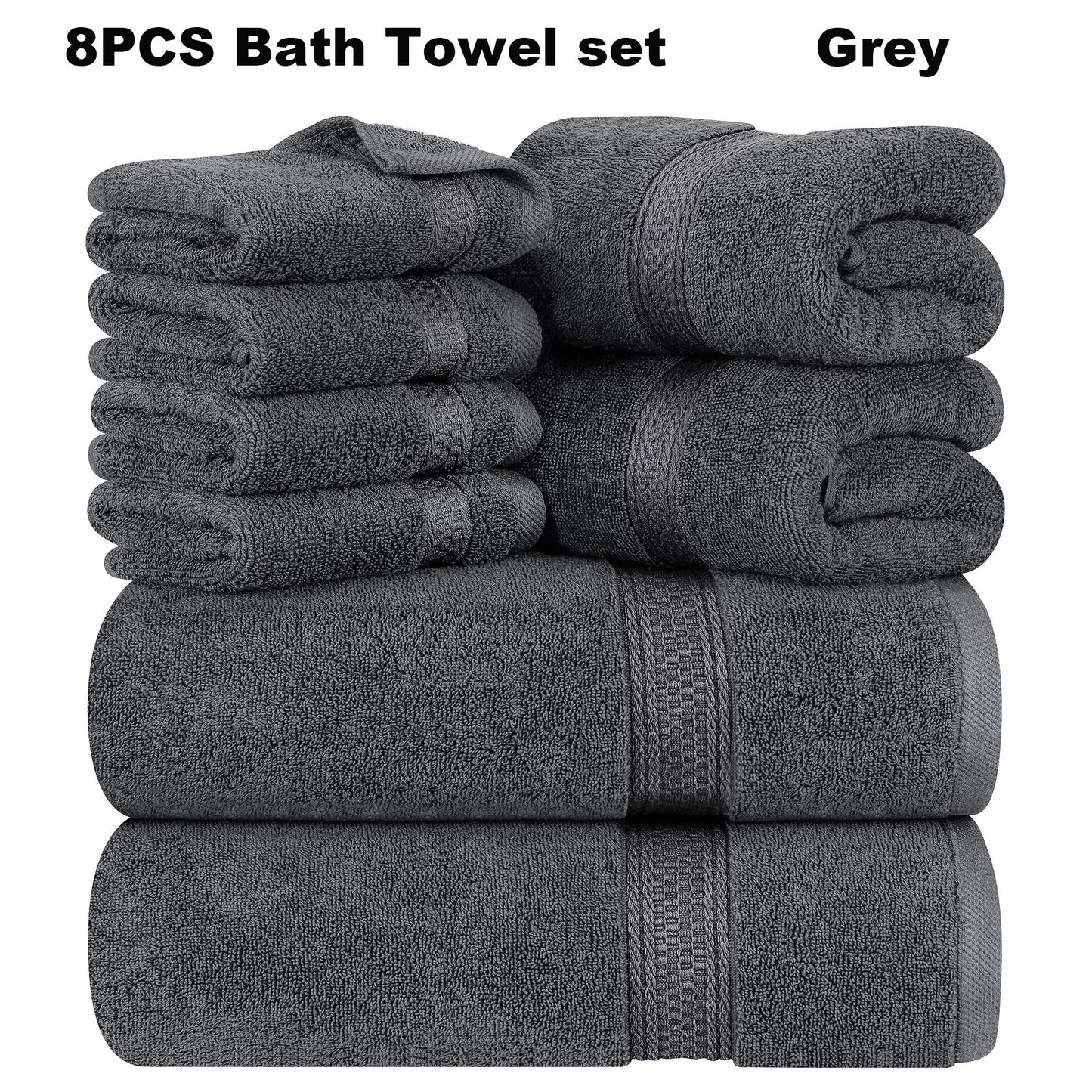 8pcs Bath Towel Set, 2 Bath Towels, 2 Hand Towels, 4 Washcloth, Luxurious, Soft, Skin Friendly, Good Water Absorption, Quick Drying, Thickened Bathing Towel, Suitable for Home, Hotel, Travel, Fitness, Beauty SPA, Etc, Wash Cl